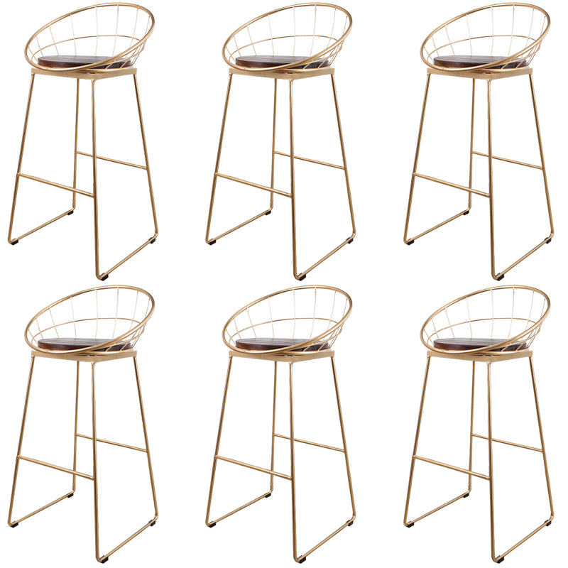 Metal Low Back Dining Stools Contemporary Round Bar Stools with Footrest