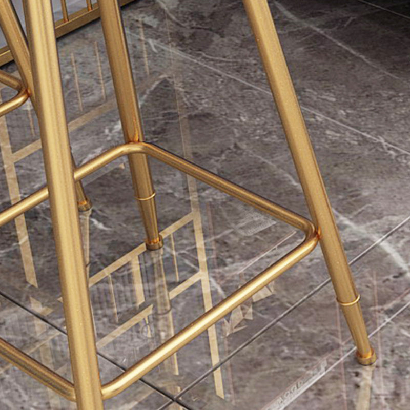 Glam Low Back Dining Stools Armless Bar Stools with Metal Base