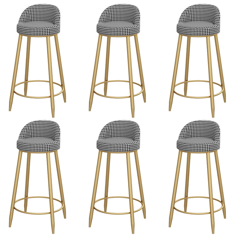 Glam Low Back Dining Stools Armless Bar Stools with Metal Base