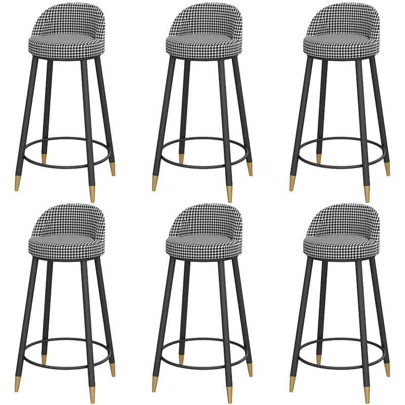 Glam Low Back Dining Stools Armless Bar Stools with Metal Base