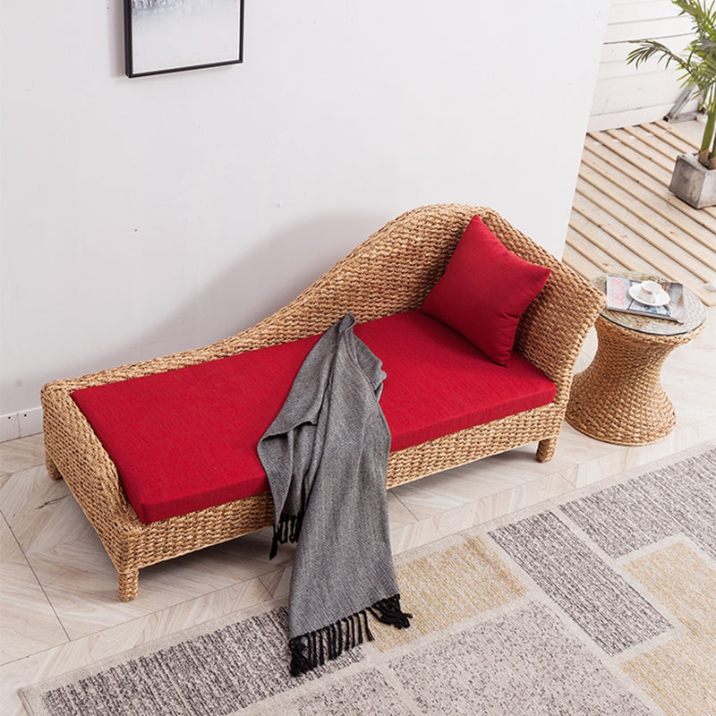 Rattan Chaise Lounge Chair Upholstered Chaise with One Armed