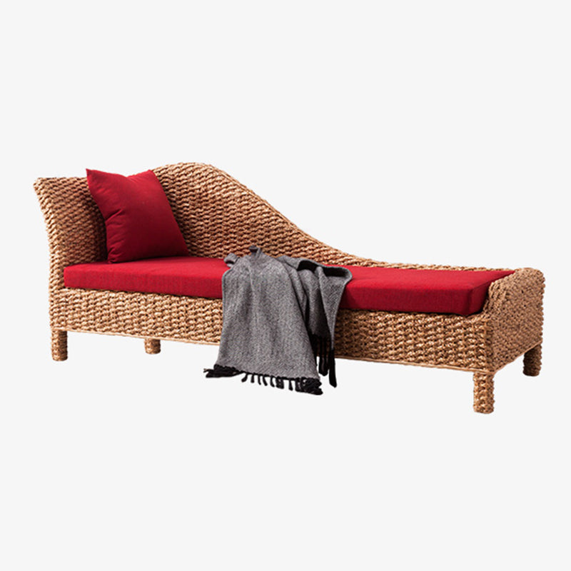 Rattan Chaise Lounge Chair Upholstered Chaise with One Armed