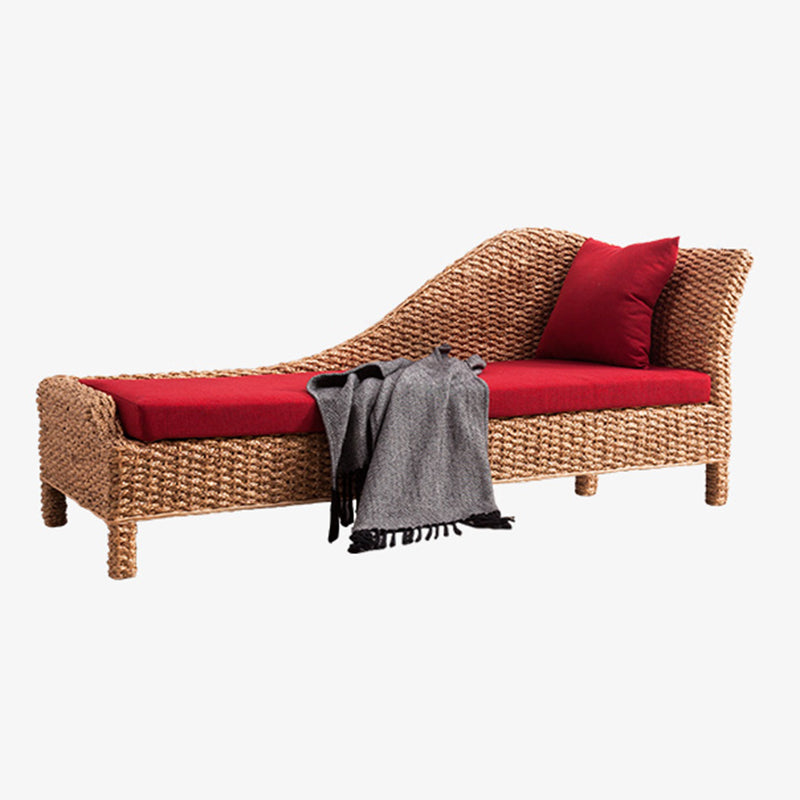 Rattan Chaise Lounge Chair Upholstered Chaise with One Armed