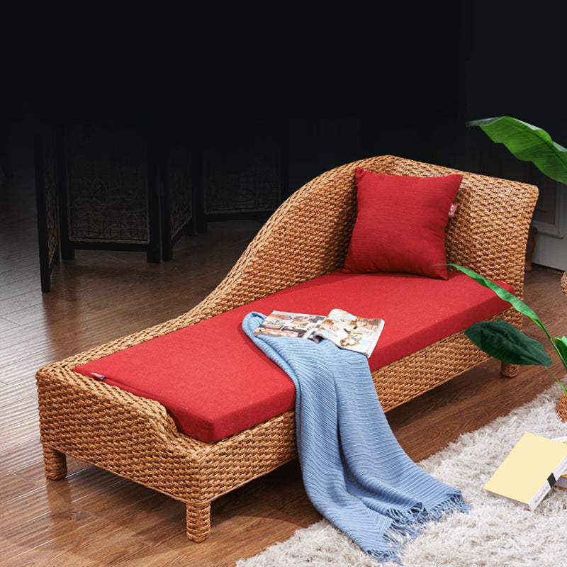 Rattan Chaise Lounge Chair Upholstered Chaise with One Armed