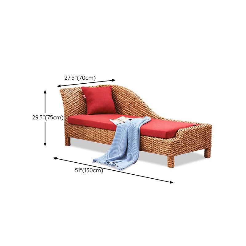 Rattan Chaise Lounge Chair Upholstered Chaise with One Armed