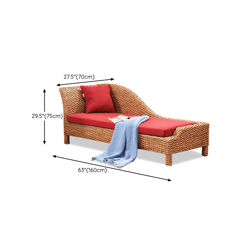 Rattan Chaise Lounge Chair Upholstered Chaise with One Armed