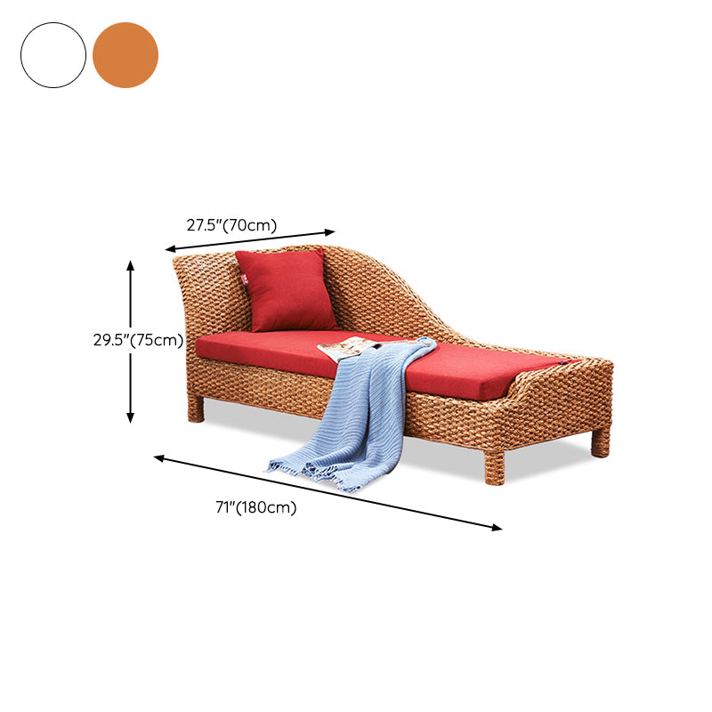 Rattan Chaise Lounge Chair Upholstered Chaise with One Armed