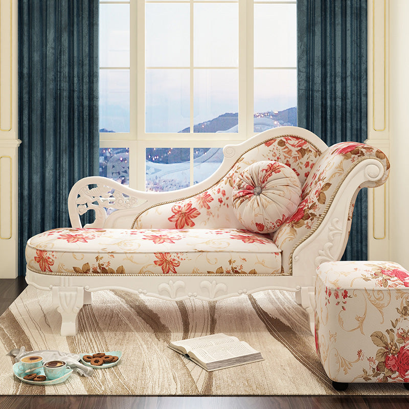 French Country Chaise Lounge Couch Flower Chaise with One Armed