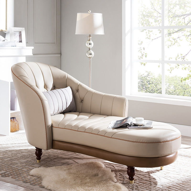Nordic Style Leather Chair Solid Color Chaise Lounge Couch for Bedroom