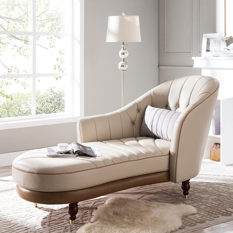 Nordic Style Leather Chair Solid Color Chaise Lounge Couch for Bedroom