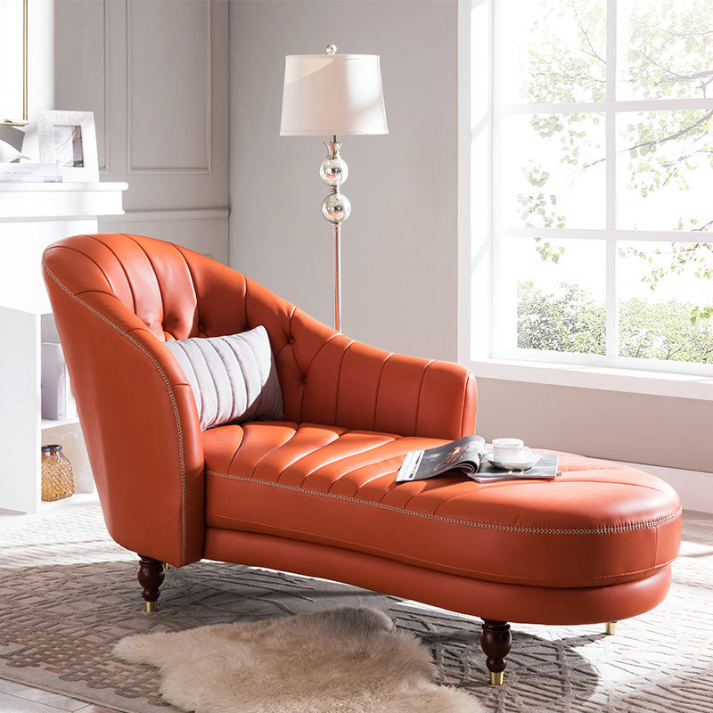 Nordic Style Leather Chair Solid Color Chaise Lounge Couch for Bedroom