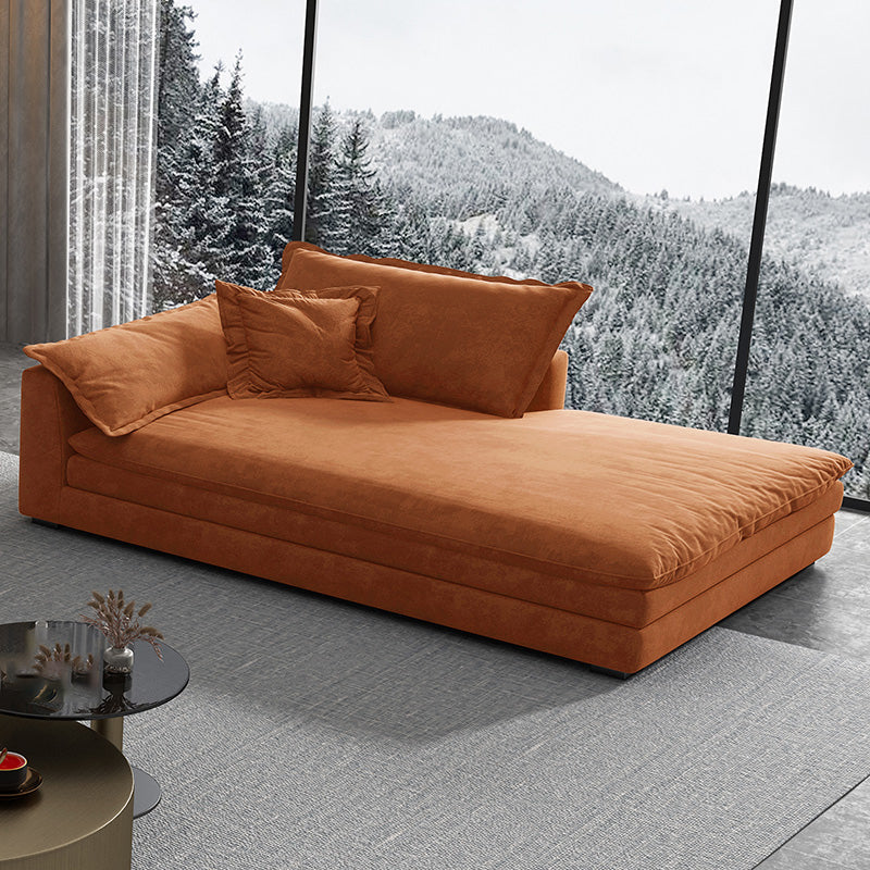 Glam Cushioned Chaise Lounge Recessed Arms Chaise with Three Pillows for Bedroom
