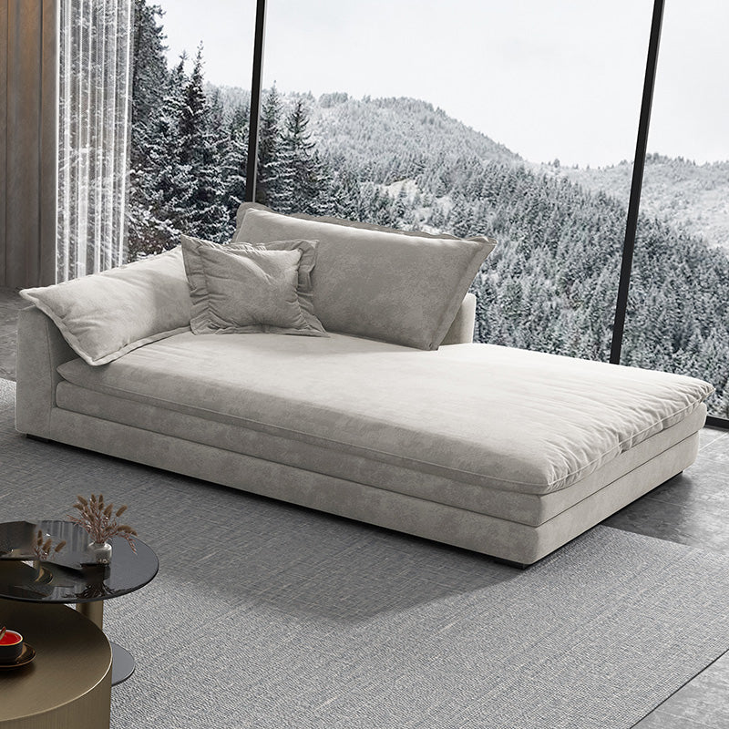 Glam Cushioned Chaise Lounge Recessed Arms Chaise with Three Pillows for Bedroom