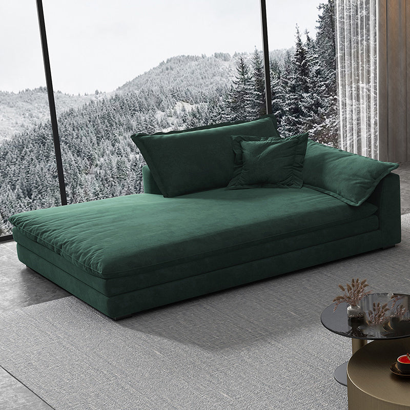 Glam Cushioned Chaise Lounge Recessed Arms Chaise with Three Pillows for Bedroom