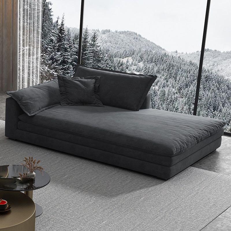 Glam Cushioned Chaise Lounge Recessed Arms Chaise with Three Pillows for Bedroom