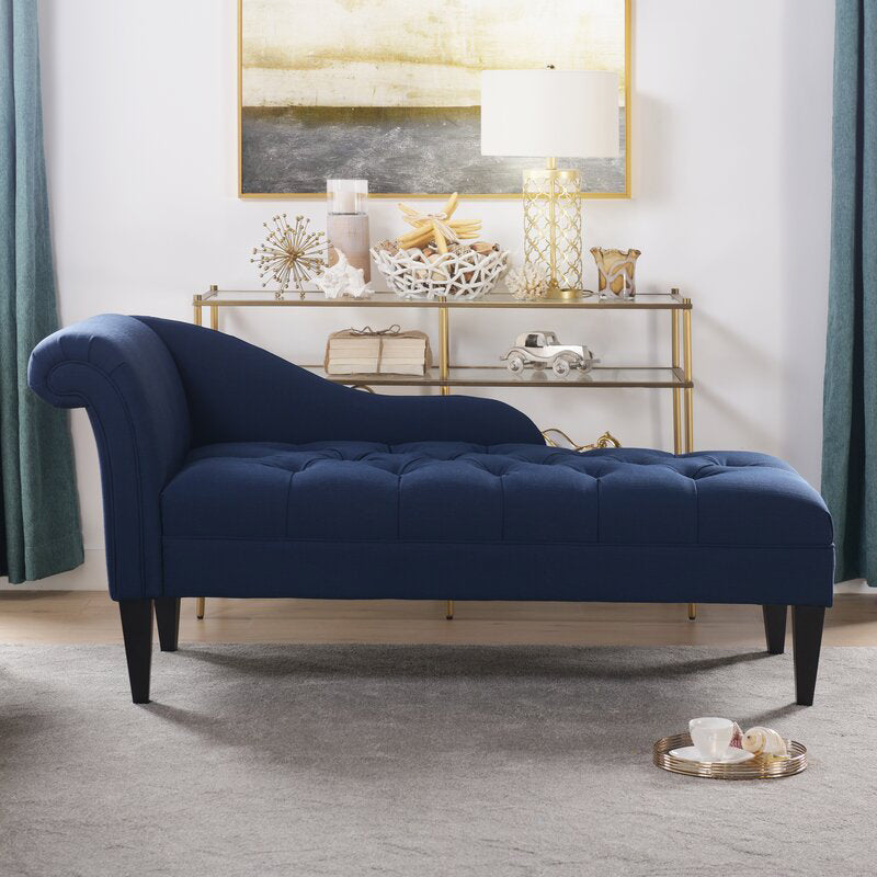 Modern Style Chaise Polyester Blend Chaise Lounge with Rolled Arms