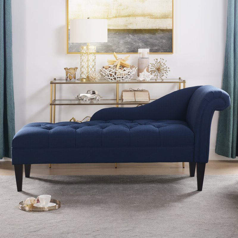 Modern Style Chaise Polyester Blend Chaise Lounge with Rolled Arms
