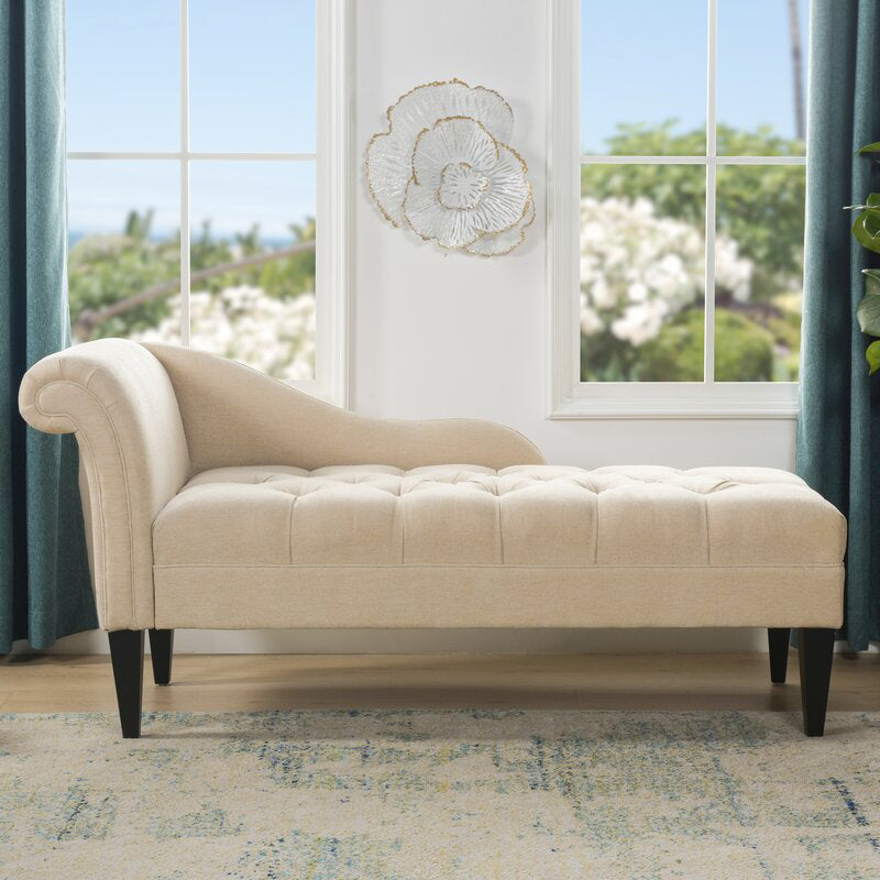 Modern Style Chaise Polyester Blend Chaise Lounge with Rolled Arms