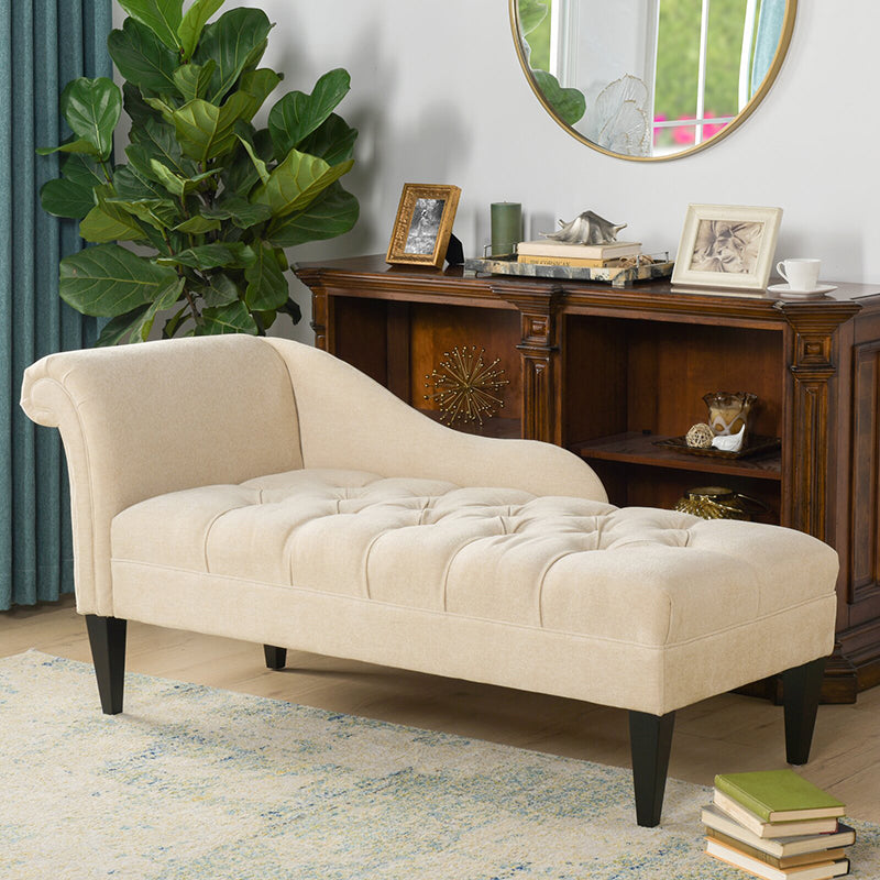 Modern Style Chaise Polyester Blend Chaise Lounge with Rolled Arms