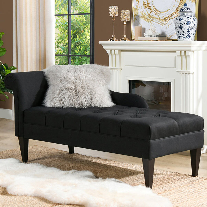 Modern Style Chaise Polyester Blend Chaise Lounge with Rolled Arms