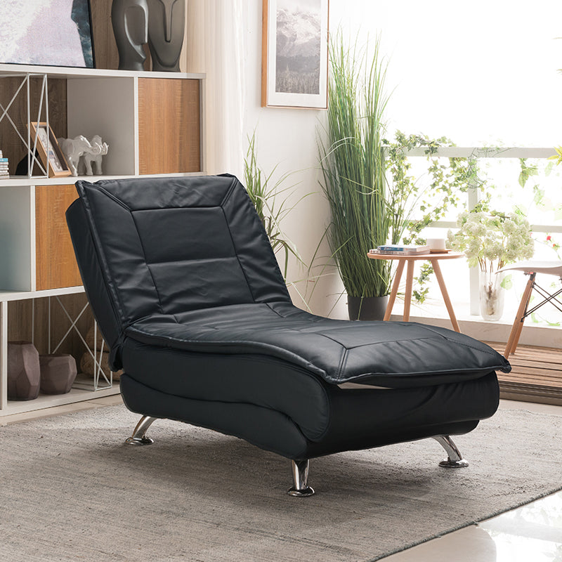 Modern Cushioned Chaise Lounge Folding and Adjustable Chaise for Living Room