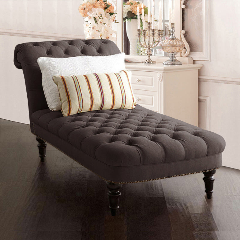 Modern Tufted Chaise Lounge Birch Armless Chaise for Bedroom and Living Room