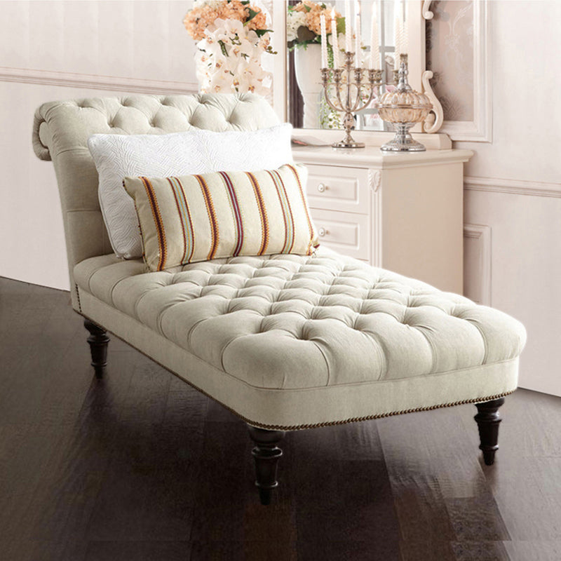 Modern Tufted Chaise Lounge Birch Armless Chaise for Bedroom and Living Room