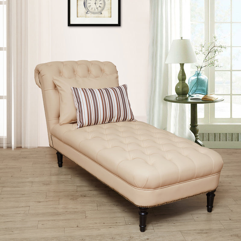 Modern Tufted Chaise Lounge Birch Armless Chaise for Bedroom and Living Room
