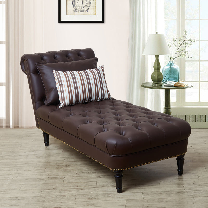 Modern Tufted Chaise Lounge Birch Armless Chaise for Bedroom and Living Room