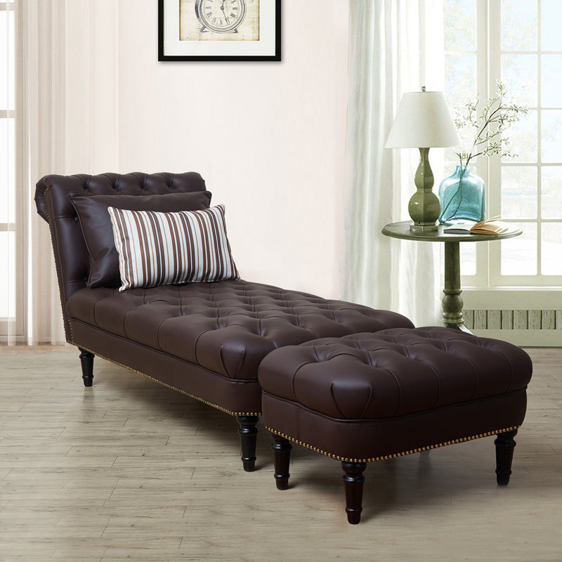 Modern Tufted Chaise Lounge Birch Armless Chaise for Bedroom and Living Room