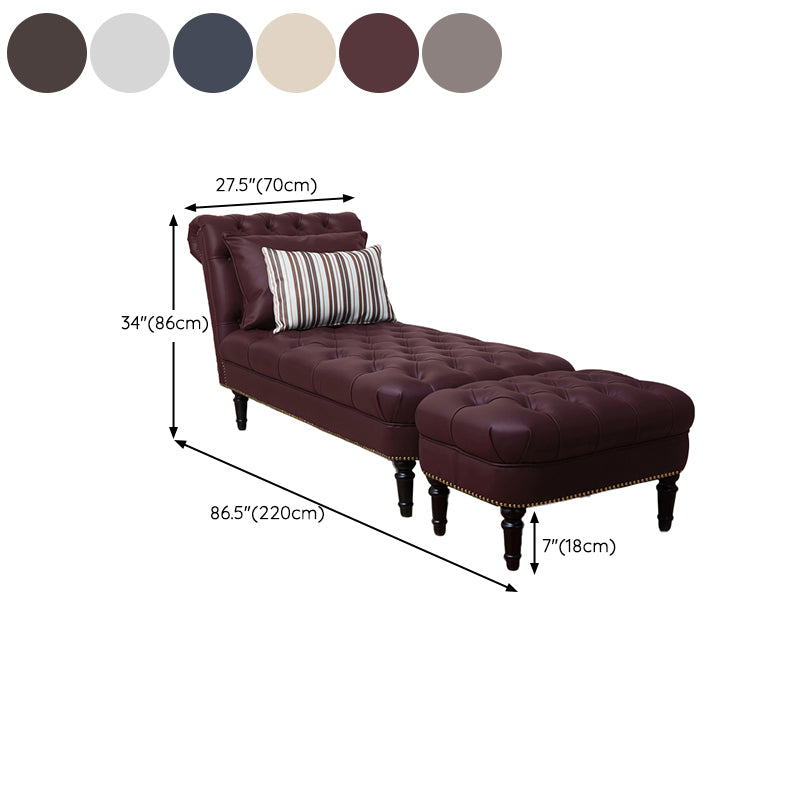 Modern Tufted Chaise Lounge Birch Armless Chaise for Bedroom and Living Room