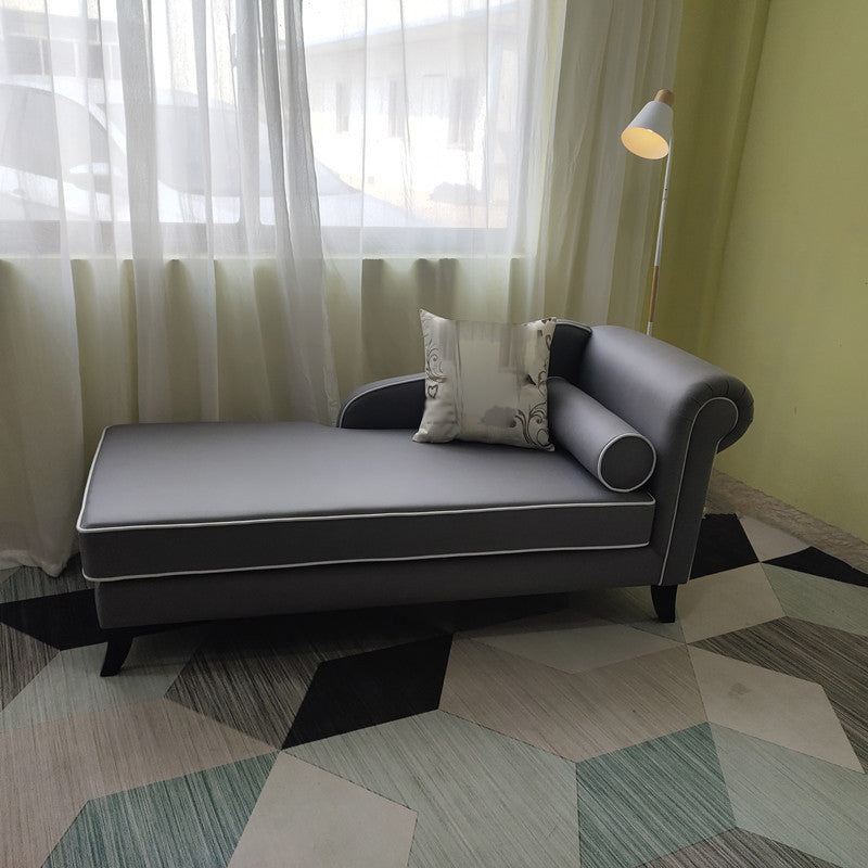 Farmhouse Style Chaise Solid Color Chaise Lounge with Rolled Arms