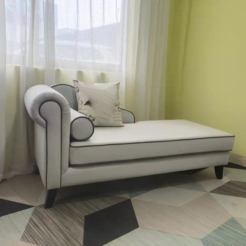 Farmhouse Style Chaise Solid Color Chaise Lounge with Rolled Arms