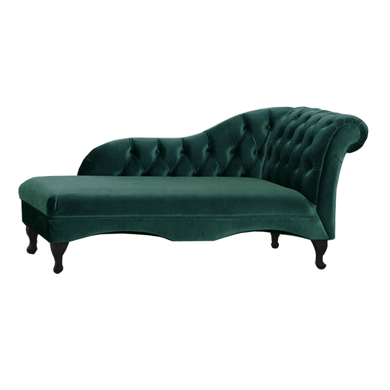 Cushioned Glam Chaise Lounge with Rolled Arms for Bedroom and Living Room