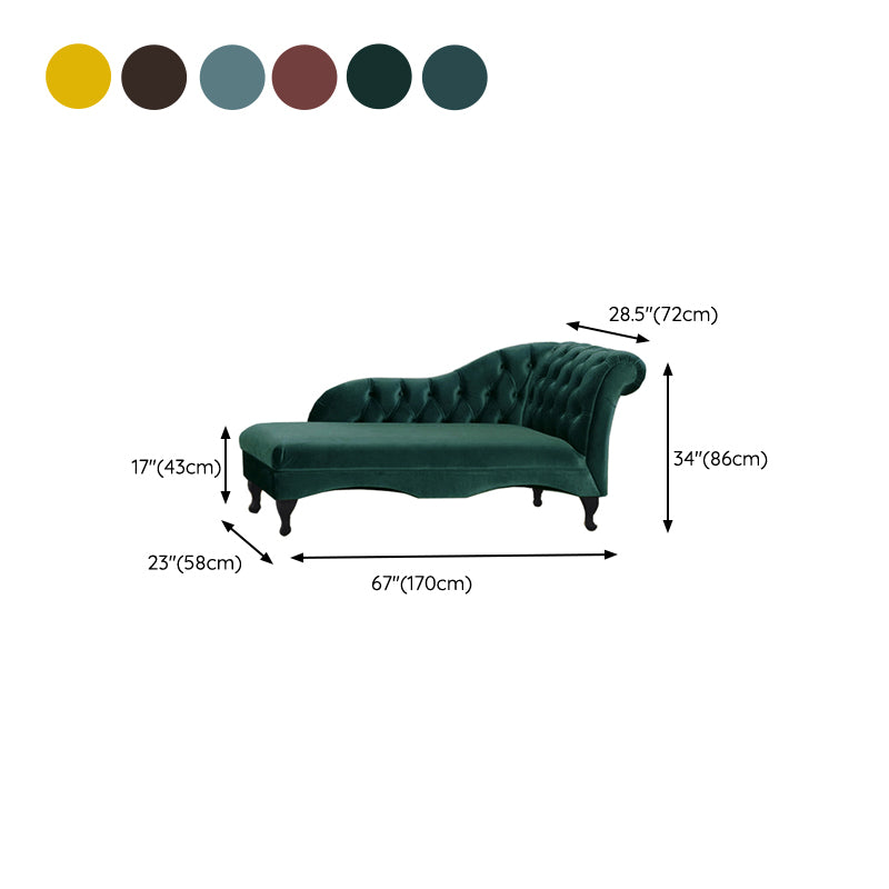 Cushioned Glam Chaise Lounge with Rolled Arms for Bedroom and Living Room