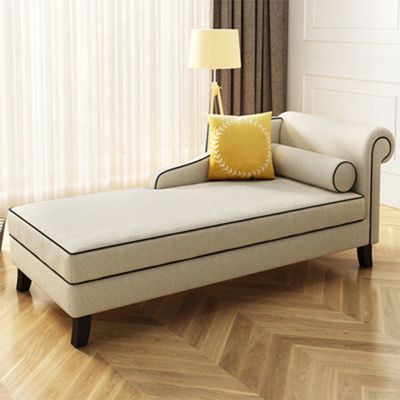 Traditional Linen Accent Chair One Armed Chaise Lounge Couch