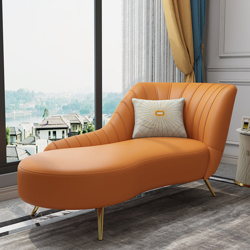 Modern Leather Chaise Lounge Flared Arms Chaise for Bedroom and Living Room