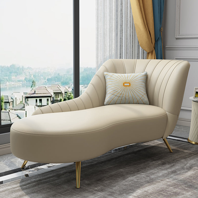 Modern Leather Chaise Lounge Flared Arms Chaise for Bedroom and Living Room