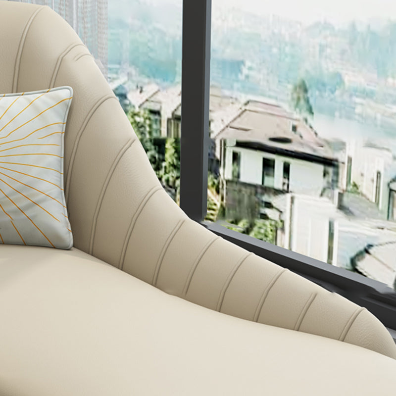 Modern Leather Chaise Lounge Flared Arms Chaise for Bedroom and Living Room