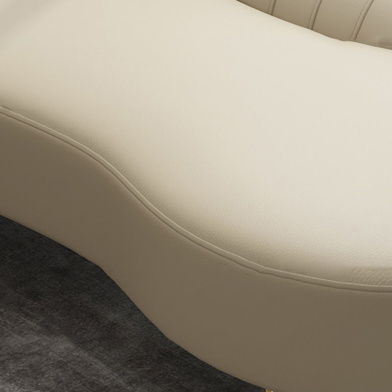 Modern Leather Chaise Lounge Flared Arms Chaise for Bedroom and Living Room