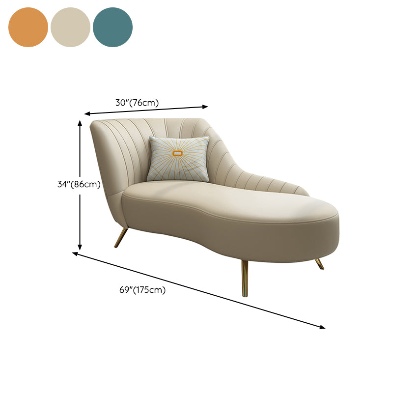 Modern Leather Chaise Lounge Flared Arms Chaise for Bedroom and Living Room
