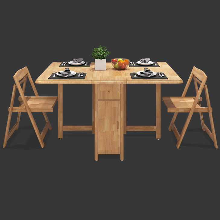 51'' Foldable Rubber Wood Table Medieval Modern Rectangle Table with Storage (only table)
