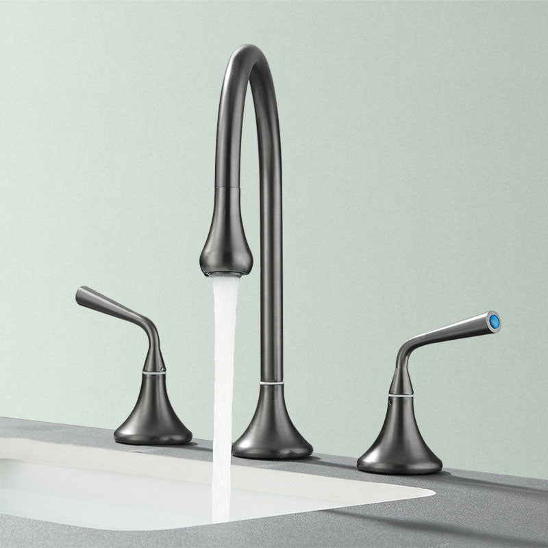 Double Handle Tub Filler Deck Mounted High Arc Brass Modern Roman Tub Filler