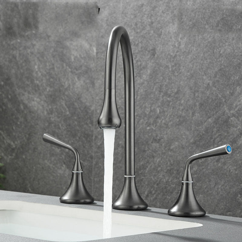 Double Handle Tub Filler Deck Mounted High Arc Brass Modern Roman Tub Filler