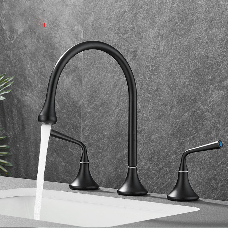 Double Handle Tub Filler Deck Mounted High Arc Brass Modern Roman Tub Filler
