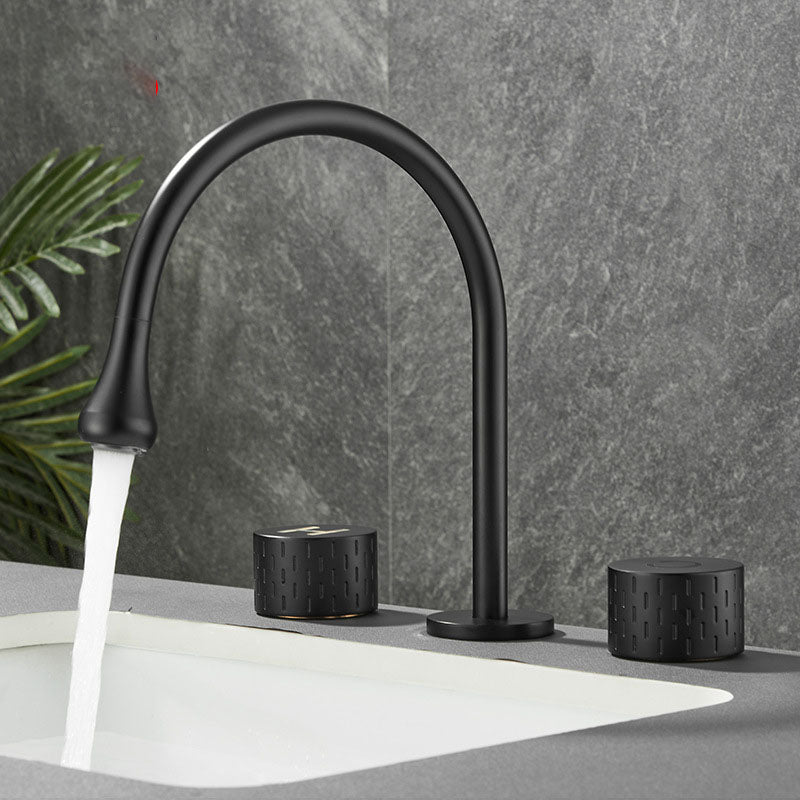 Double Handle Tub Filler Deck Mounted High Arc Brass Modern Roman Tub Filler