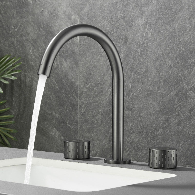 Double Handle Tub Filler Deck Mounted High Arc Brass Modern Roman Tub Filler