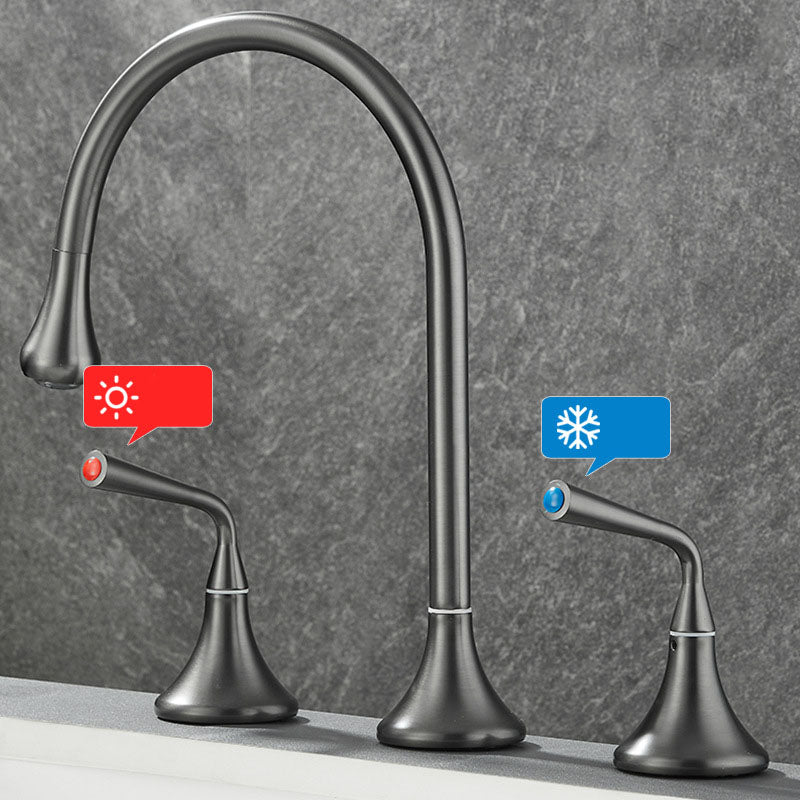 Double Handle Tub Filler Deck Mounted High Arc Brass Modern Roman Tub Filler