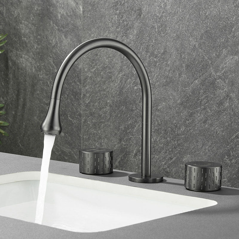 Double Handle Tub Filler Deck Mounted High Arc Brass Modern Roman Tub Filler
