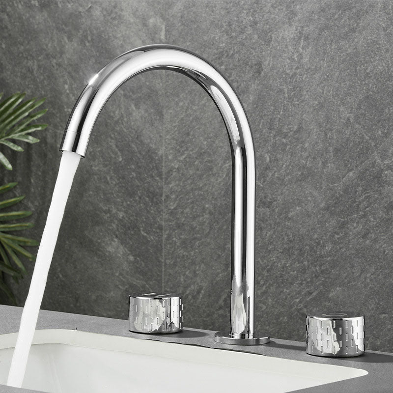 Double Handle Tub Filler Deck Mounted High Arc Brass Modern Roman Tub Filler